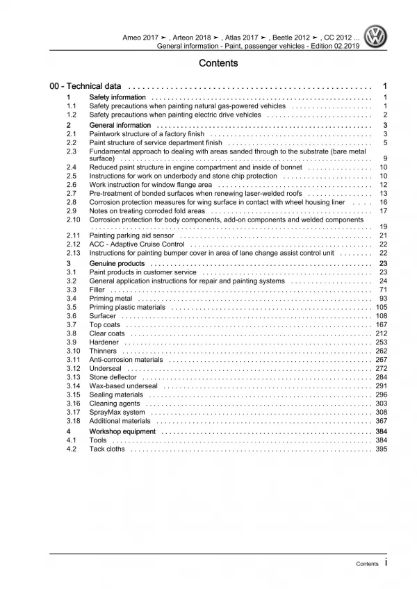 VW New Beetle 9C (97-10) general info paint passenger vehicles repair manual pdf