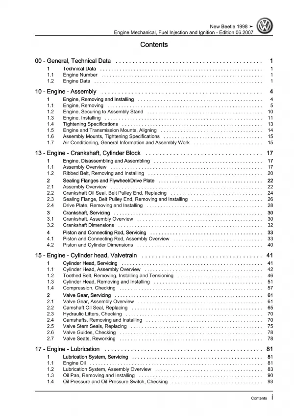 VW New Beetle 9C (97-10) 4-cyl. injection engine mechanics 1.8l repair manual