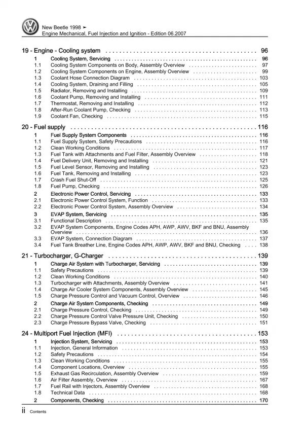 VW New Beetle 9C (97-10) 4-cyl. injection engine mechanics 1.8l repair manual