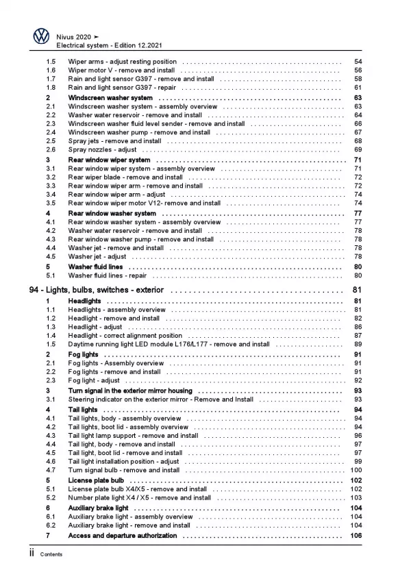 VW Nivus type CS from 2020 electrical system repair workshop manual pdf ebook