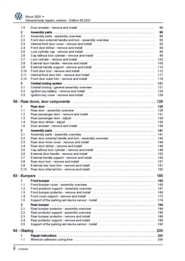 VW Nivus CS from 2020 general body repairs exterior repair workshop manual pdf