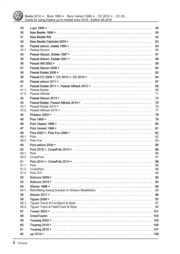 VW Passat 7 3C (10-14) guide for using trailers repair workshop manual pdf eBook