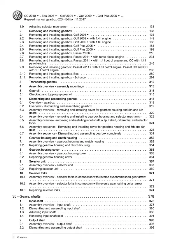 VW Passat 7 3C (10-14) 6-speed manual gearbox 02S repair workshop download eBook