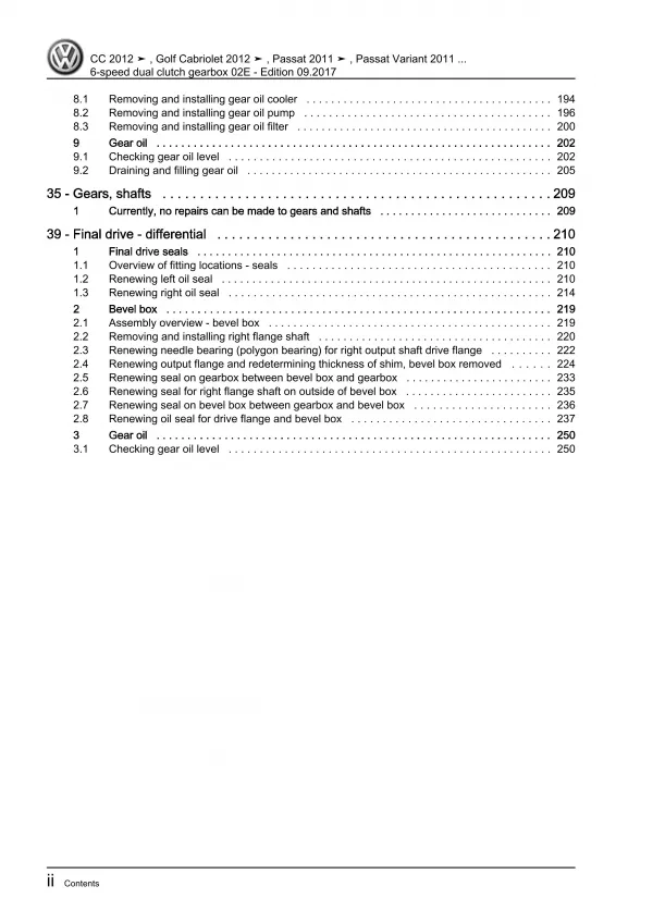 VW Passat 7 3C 10-14 6-speed dual clutch gearbox 02E repair workshop guide eBook