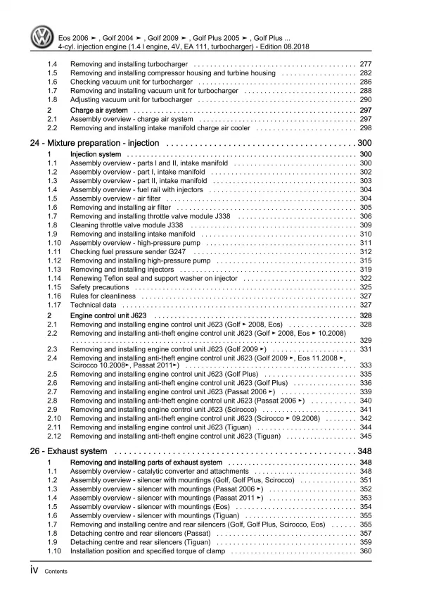 VW Passat 7 3C 10-14 4-cyl. 1.4l petrol engines 122 hp repair workshop pdf eBook