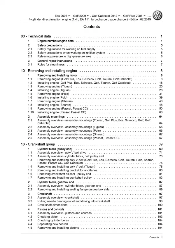 VW Passat 7 3C 10-14 4-cyl. 1.4l petrol engines 140-180 hp repair workshop eBook