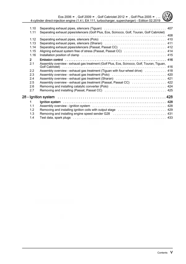 VW Passat 7 3C 10-14 4-cyl. 1.4l petrol engines 140-180 hp repair workshop eBook