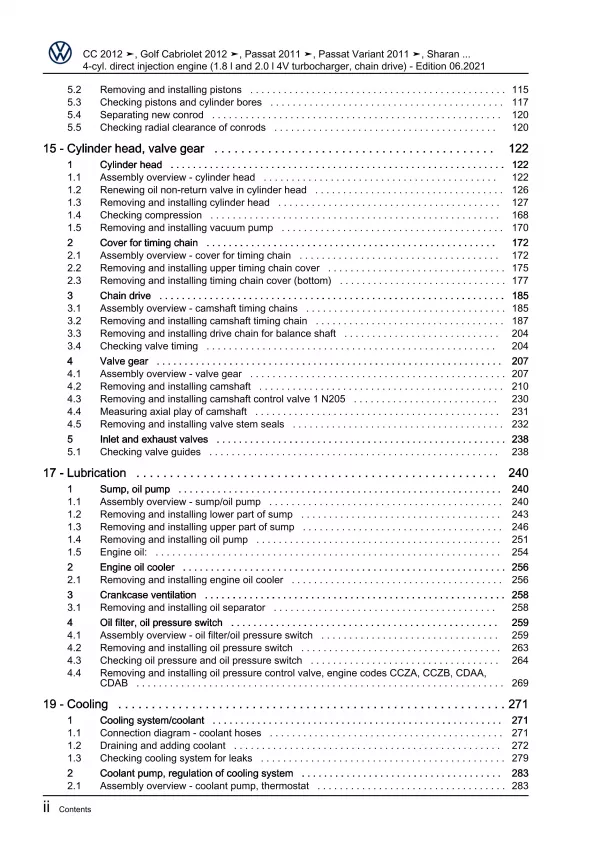 VW Passat 7 3C 10-14 4-cyl. 1.8/2.0l petrol engine 152-211 hp repair guide eBook