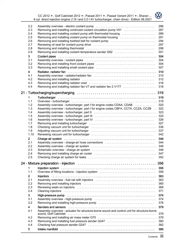 VW Passat 7 3C 10-14 4-cyl. 1.8/2.0l petrol engine 152-211 hp repair guide eBook