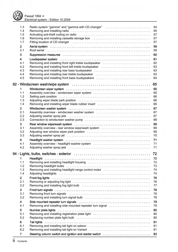 VW Passat 4 3A 1993-1997 electrical system repair workshop manual guide eBook