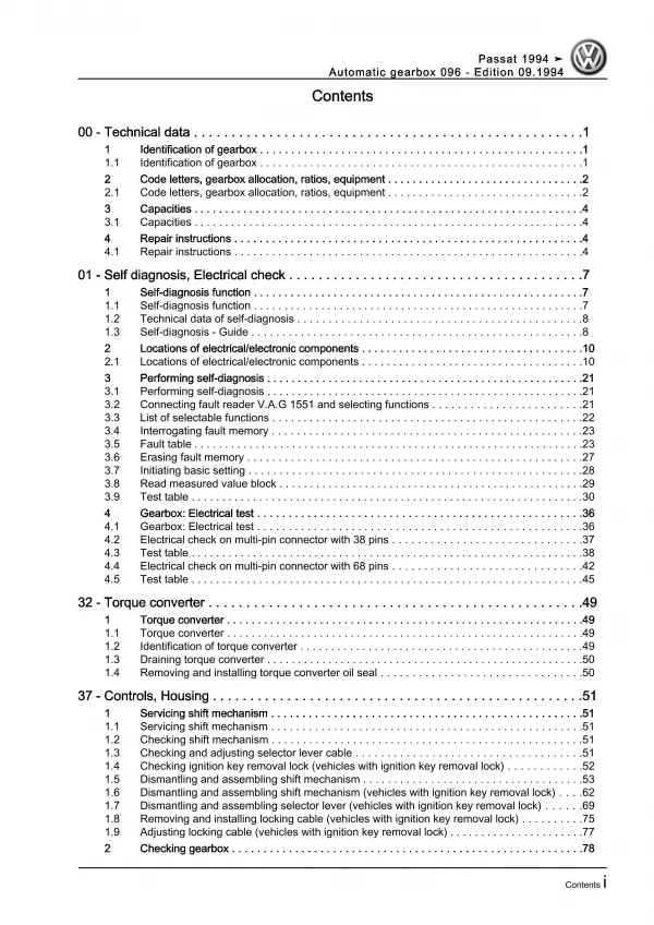 VW Passat 4 3A 1993-1997 4 speed automatic gearbox 096 repair manual guide eBook