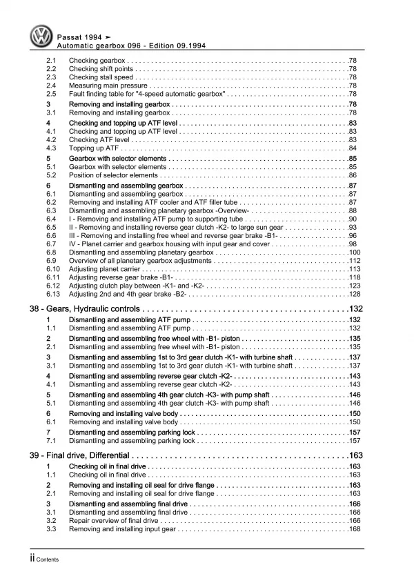 VW Passat 4 3A 1993-1997 4 speed automatic gearbox 096 repair manual guide eBook