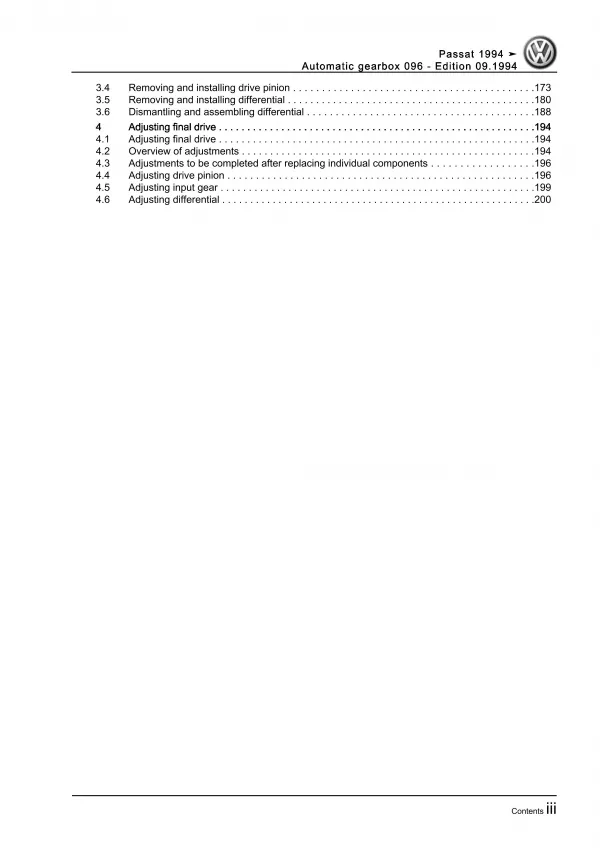 VW Passat 4 3A 1993-1997 4 speed automatic gearbox 096 repair manual guide eBook