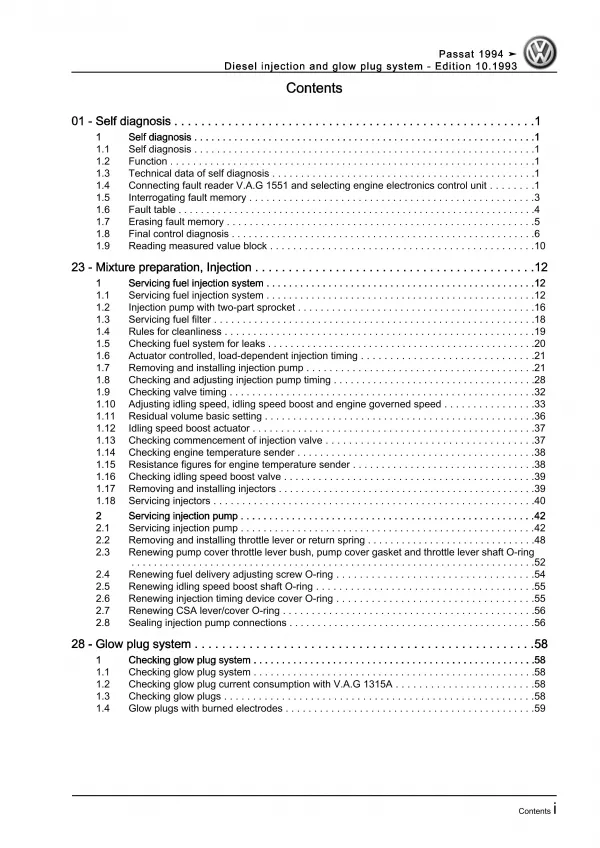 VW Passat 4 3A 1993-1997 direct injection glow plug system injectors 75hp eBook