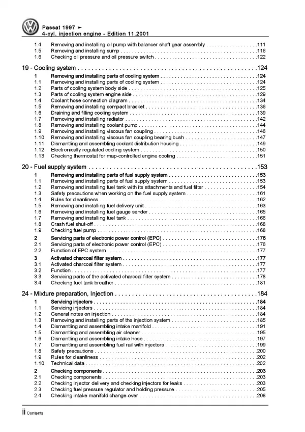 VW Passat 3B (96-05) 4-cyl. 2.0l petrol engines 131 hp workshop manual eBook pdf