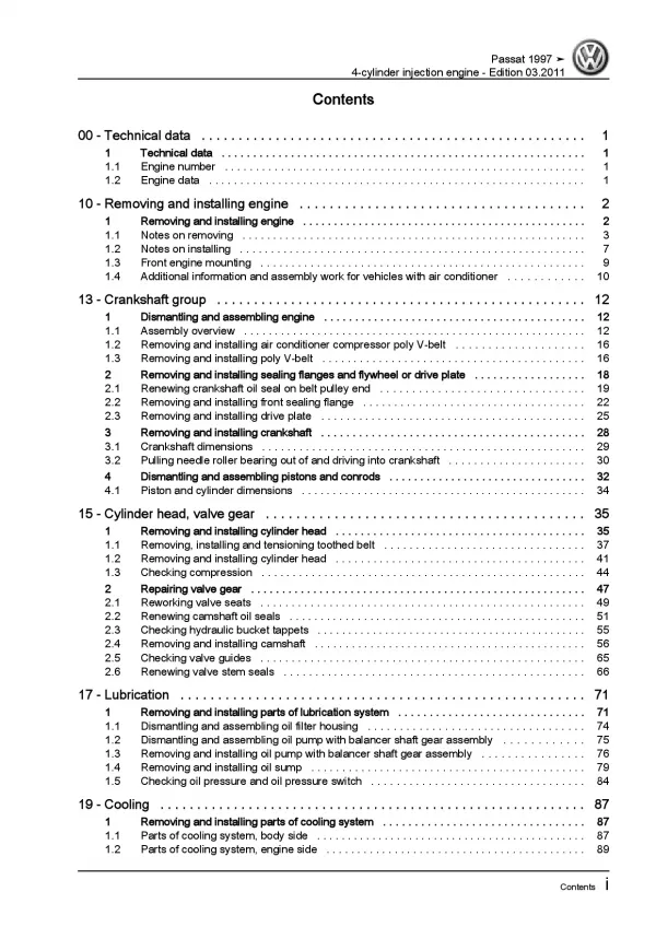 VW Passat 3B (96-05) 4-cyl. 2.0l petrol engines 96 kw repair manual eBook pdf