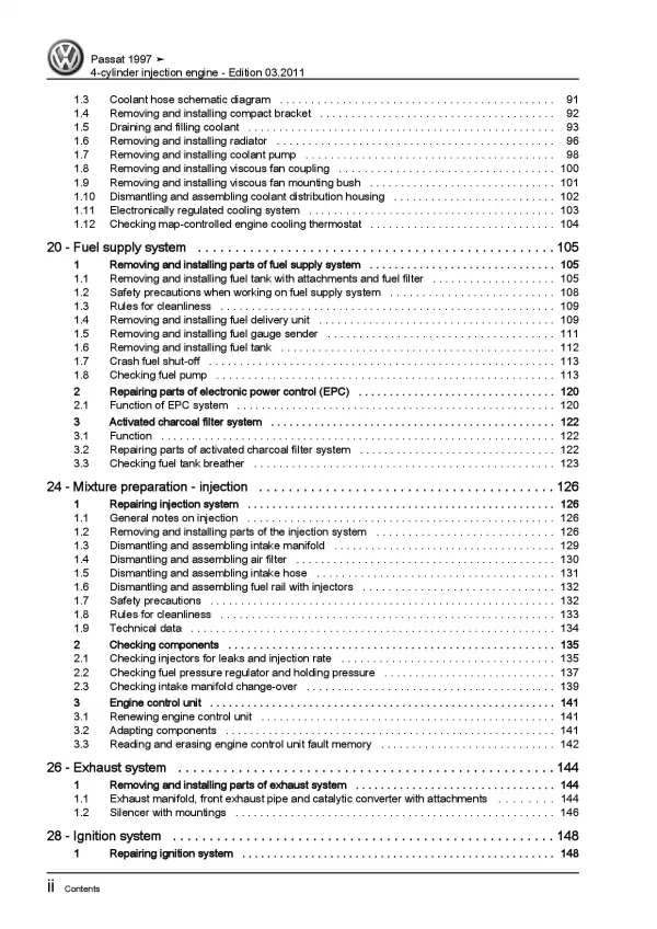 VW Passat 3B (96-05) 4-cyl. 2.0l petrol engines 96 kw repair manual eBook pdf