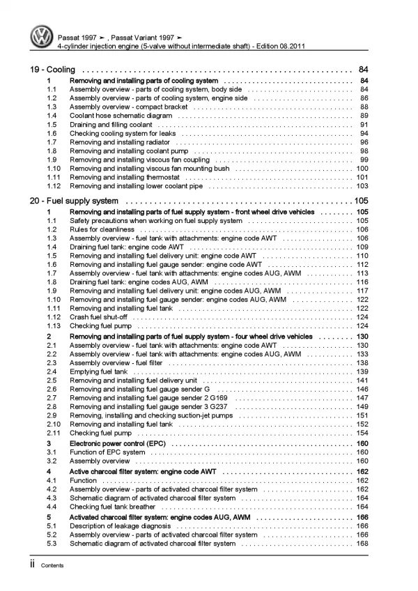 VW Passat 3B (96-05) 4-cyl. injection engine 150-170 HP repair manual eBook pdf