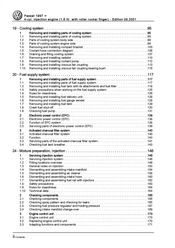 VW Passat 3B (96-05) 4-cylinder injection engine 75 kW repair manual pdf eBook