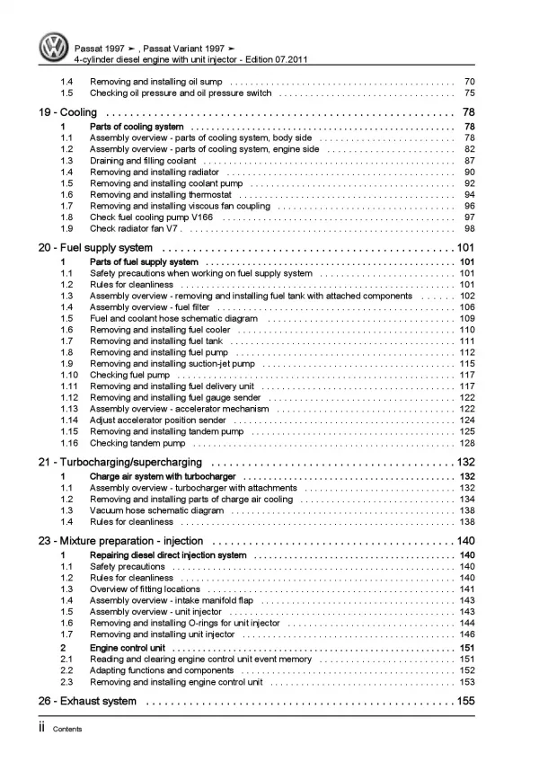 VW Passat 3B (96-05) 4-cyl. diesel engine 1.9l repair workshop manual eBook pdf 