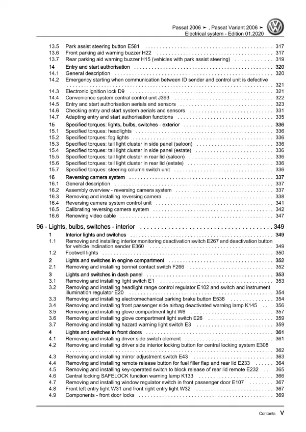 VW Passat 6 type 3C 2004-2010 electrical system repair workshop manual pdf eBook