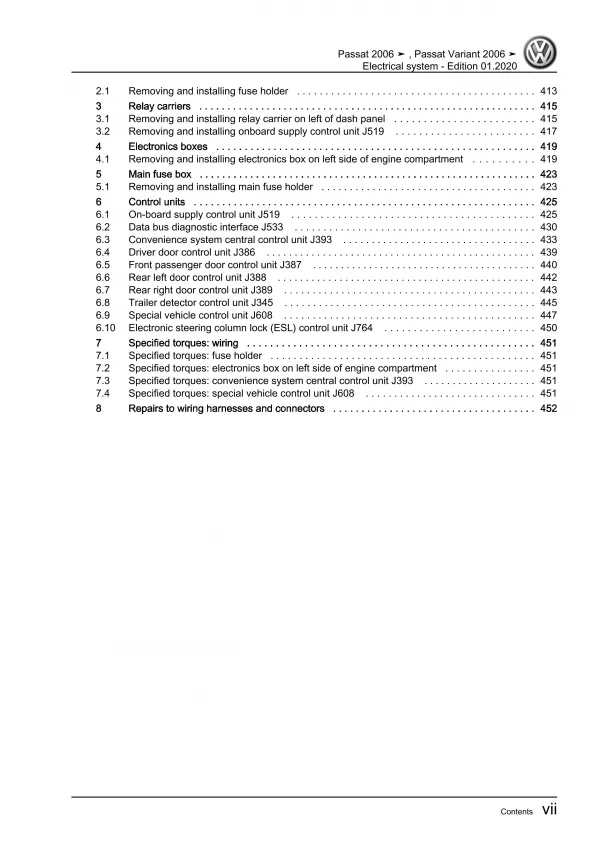 VW Passat 6 type 3C 2004-2010 electrical system repair workshop manual pdf eBook