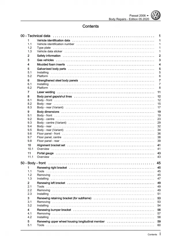 VW Passat 6 type 3C 2004-2010 body repairs workshop repair manual eBook download