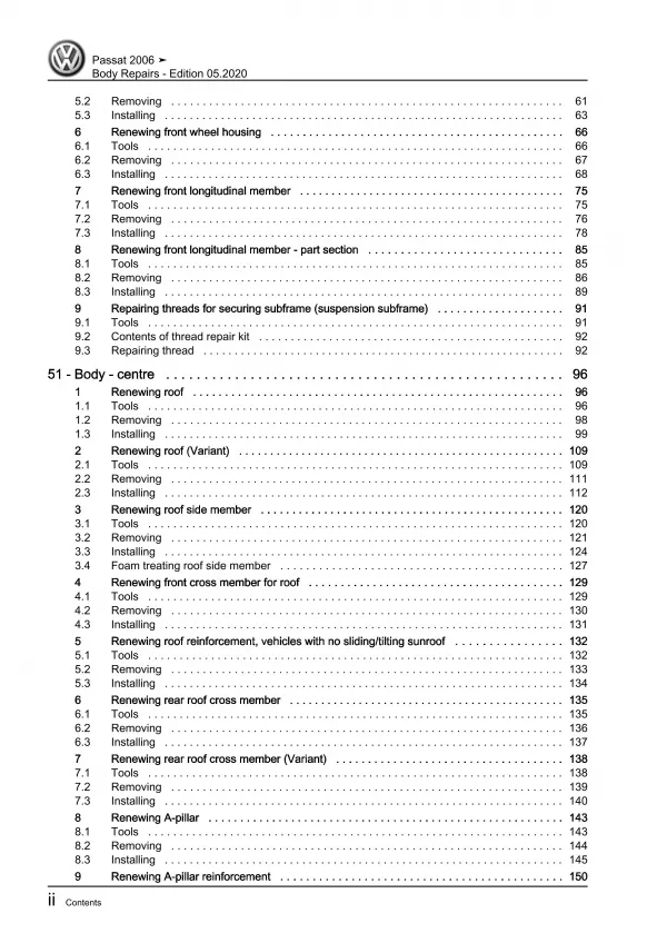 VW Passat 6 type 3C 2004-2010 body repairs workshop repair manual eBook download