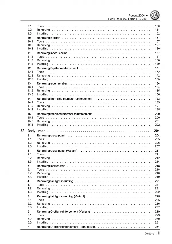 VW Passat 6 type 3C 2004-2010 body repairs workshop repair manual eBook download