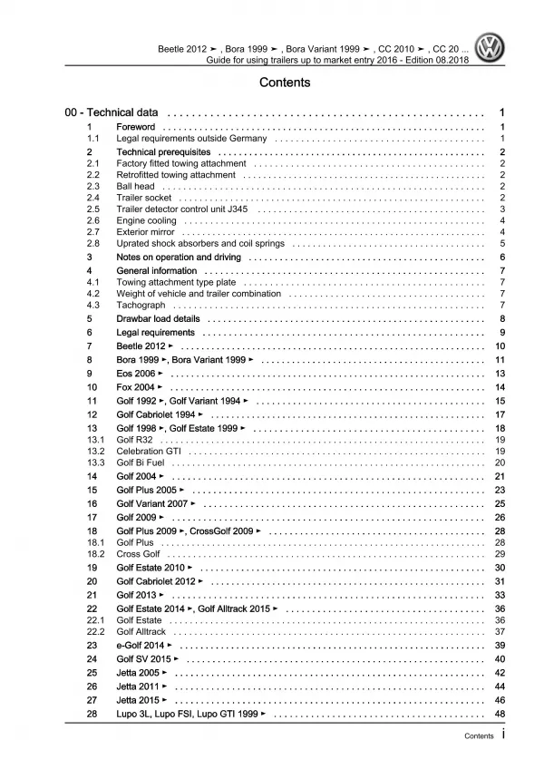 VW Passat 8 3G (14-19) guide for using trailers repair workshop manual pdf eBook