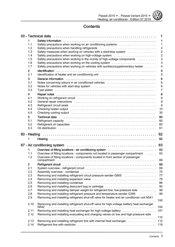 VW Passat 8 3G (14-19) heating air conditioning system repair workshop pdf eBook