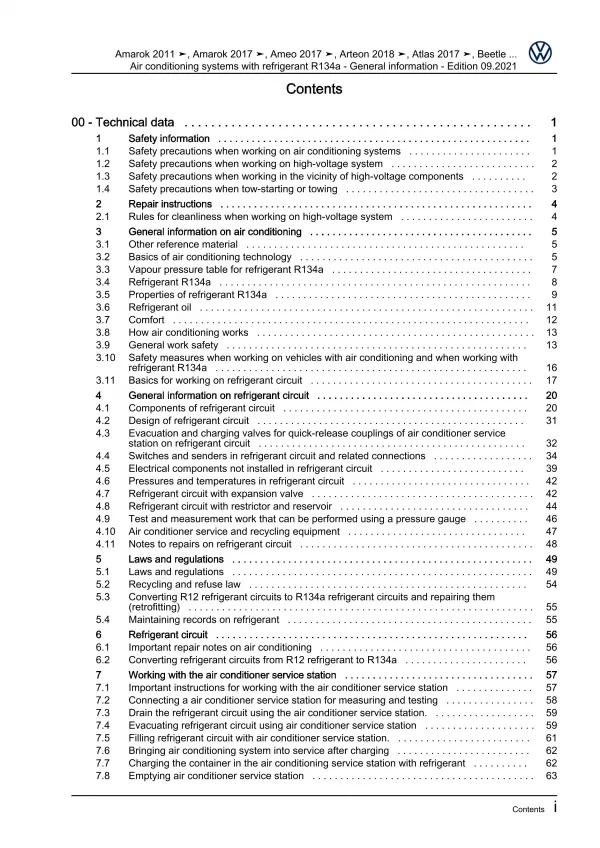 VW Passat 8 3G (14-19) air conditioning systems refrigerant R134a manual eBook