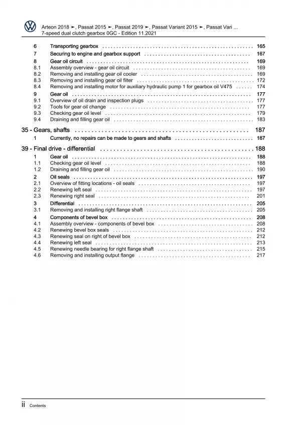 VW Passat 8 3G (14-19) 7 speed dual clutch gearbox 0GC repair workshop pdf eBook