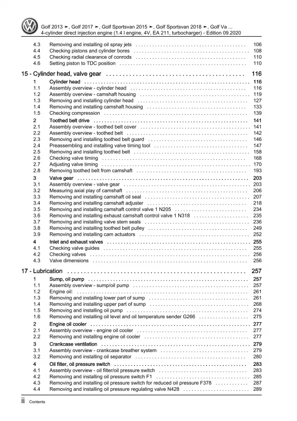 VW Passat 8 3G (14-19) 4-cyl 1.4l petrol engine 122-150 hp repair workshop eBook