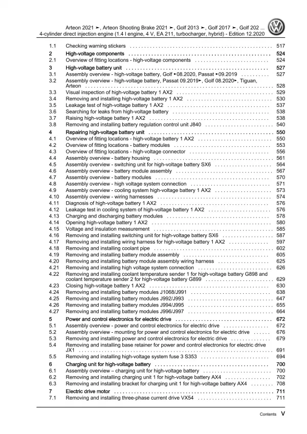 VW Passat 8 3G (14-19) 4-cyl 1.4l petrol engine 150-156 hp repair workshop eBook