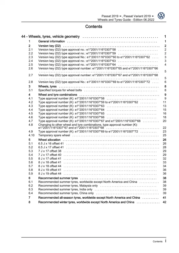 VW Passat 8  type 3G 2019-2023 wheels and tyres repair workshop manual pdf eBook