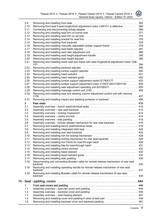 VW Passat 8 3G (19-23) general body repairs interior guide workshop manual eBook