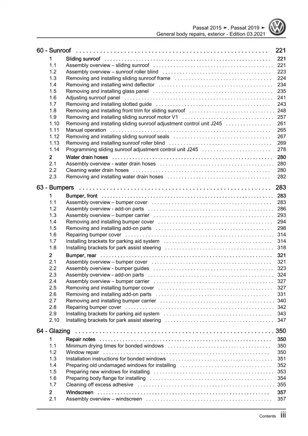 VW Passat 8 3G (19-23) general body repairs exterior guide workshop manual eBook