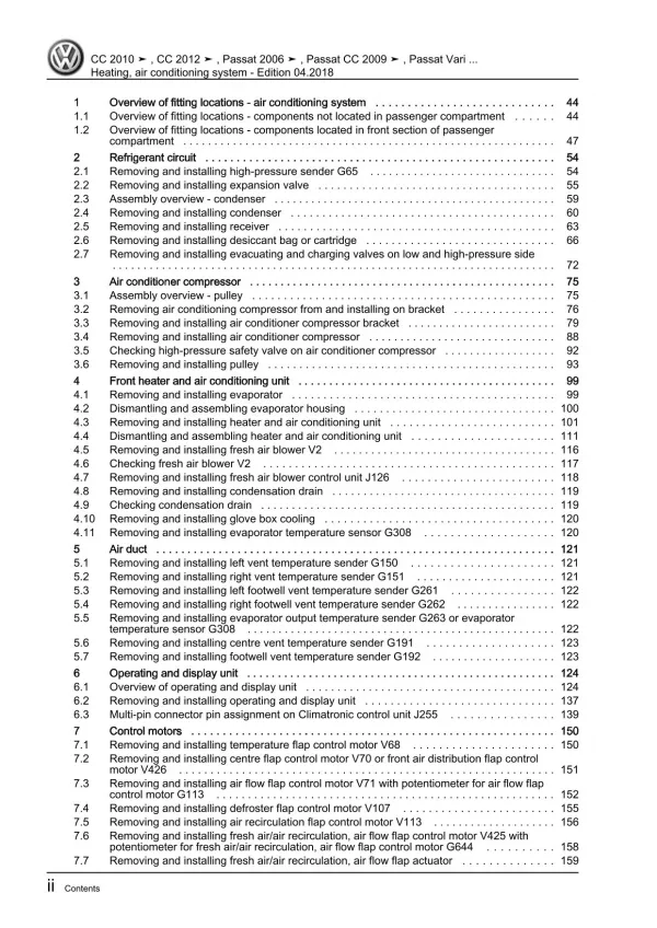 VW Passat CC 35 08-16 heating air conditioning system repair workshop pdf eBook