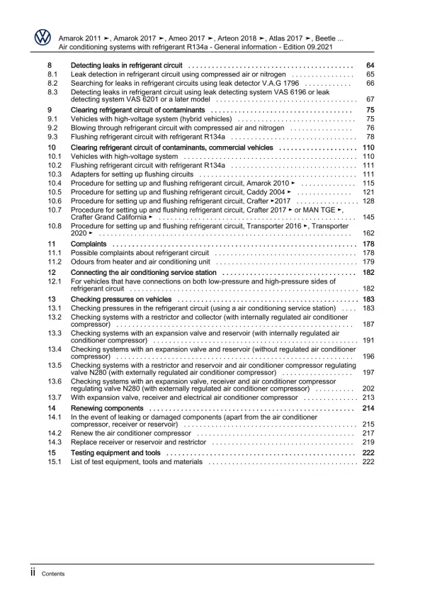 VW Passat CC 35 (08-16) air conditioning systems refrigerant R134a manual eBook