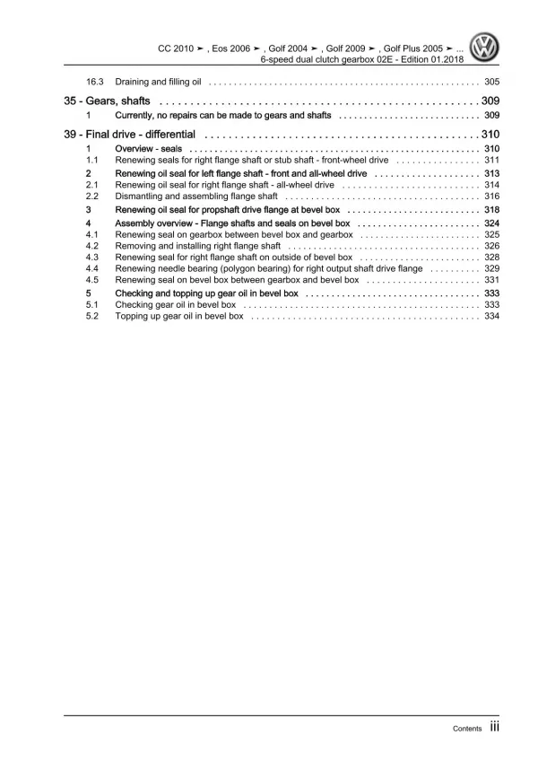 VW Passat CC (2008-2012) 6-speed dual clutch gearbox 02E repair workshop eBook