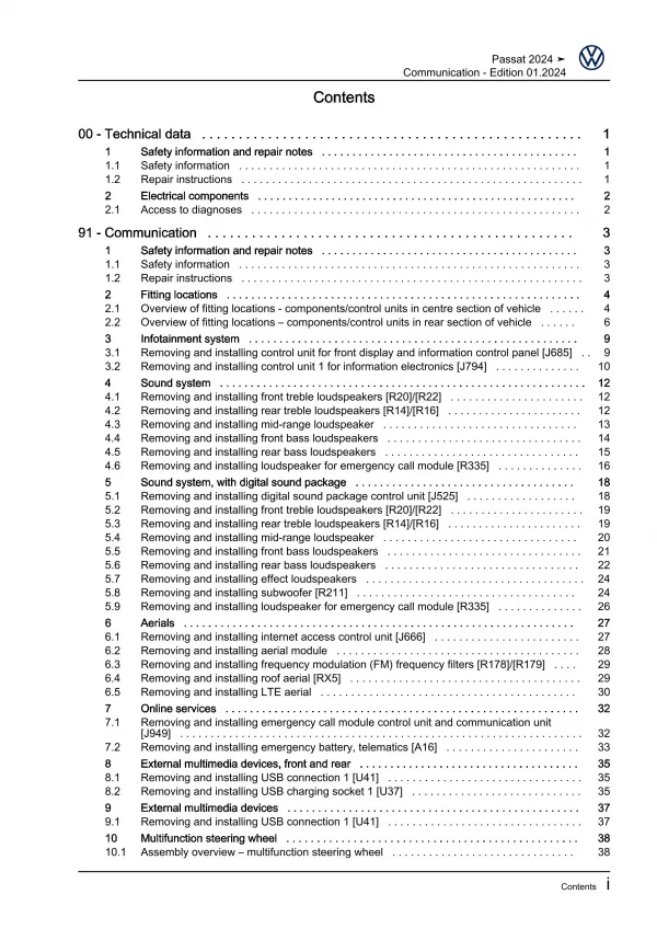 VW Passat 9 type CJ from 2023 communication radio navigation repair manual eBook