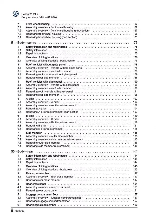 VW Passat 9 type CJ from 2023 body repairs workshop guide manual download eBook