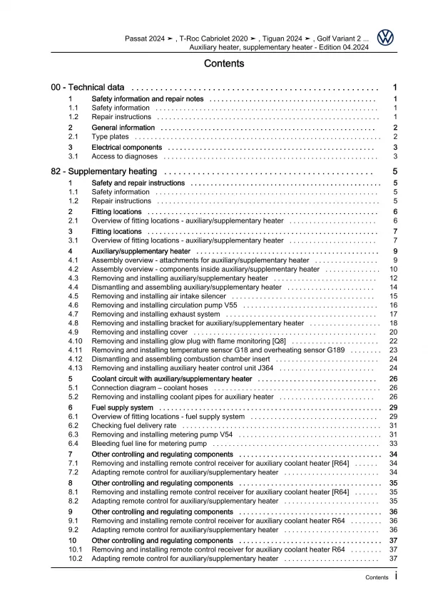 VW Passat 9 type CJ from 2023 auxiliary heater repair workshop manual pdf eBook