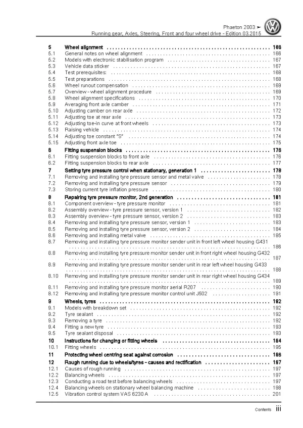 VW Phaeton 3D 2001-2016 running gear axles steering fwd awd repair workshop pdf