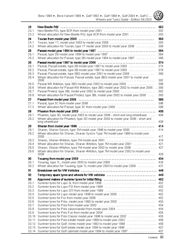 VW Phaeton type 3D 2001-2016 wheels and tyres repair workshop manual pdf ebook