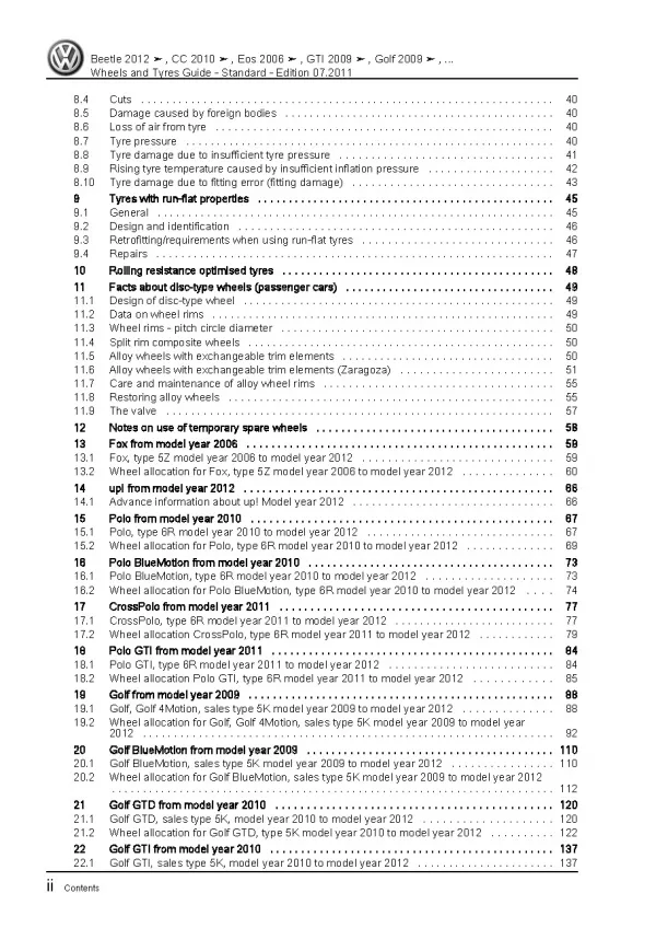 VW Phaeton 3D 2001-2016 wheels and tyres standard repair workshop manual pdf