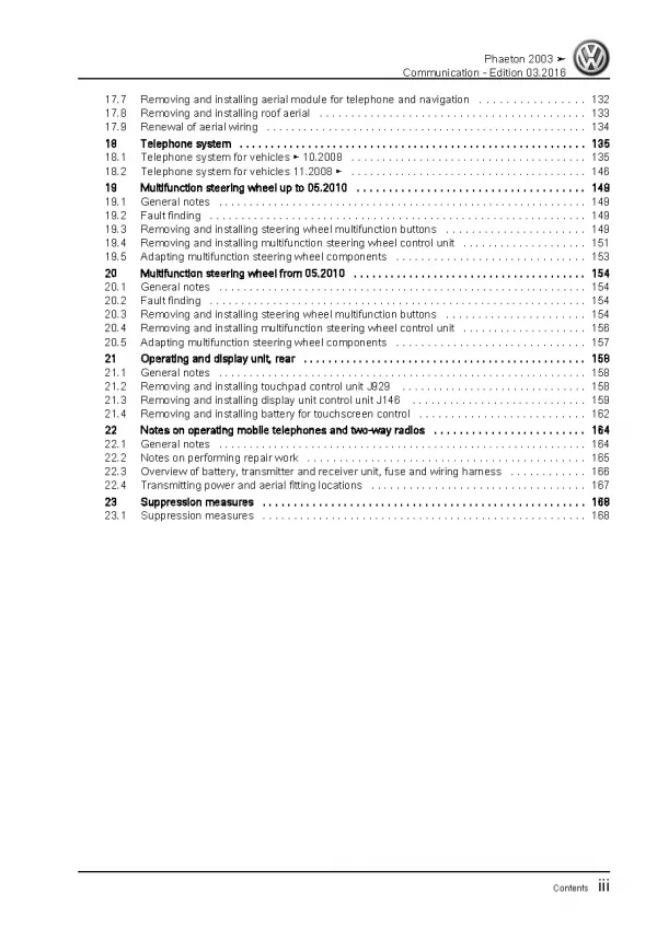 VW Phaeton type 3D 2001-2016 communication radio navigation repair workshop pdf