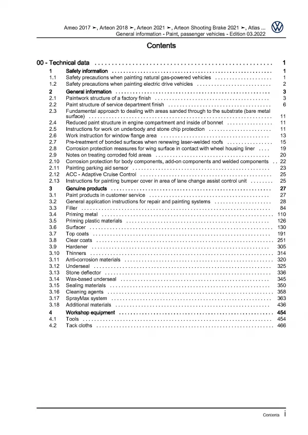 VW Phaeton 3D 2001-2016 general info paint passenger vehicle workshop manual pdf
