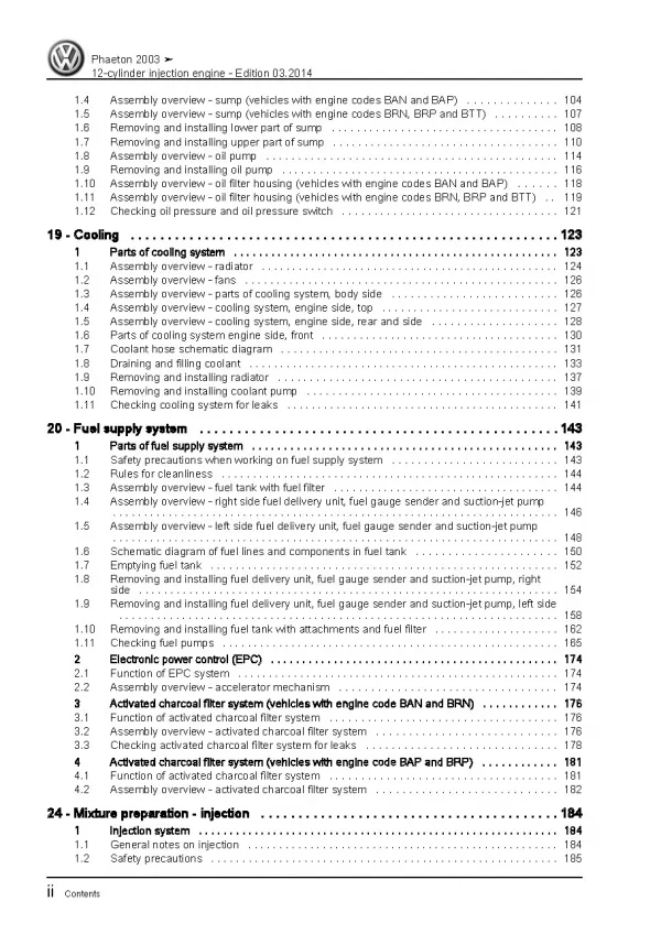 VW Phaeton 3D (01-16) 12-cyl. 6.0l petrol engines 420-450 hp repair manual pdf